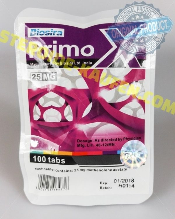 Primox Biosira (Methenolone Acetate) 100tabs (25mg/Tab)